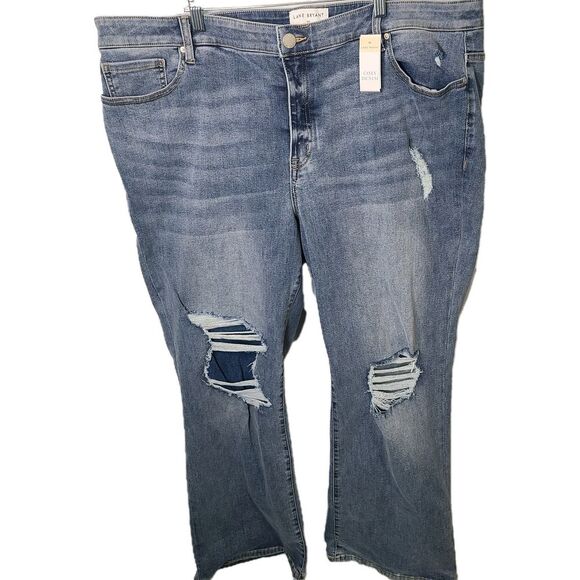 Lane Bryant Denim - Lane Bryant Jeans Womens Sz 26P Stretch Lt‎ Wash Blue Boot Distressed Chic Denim